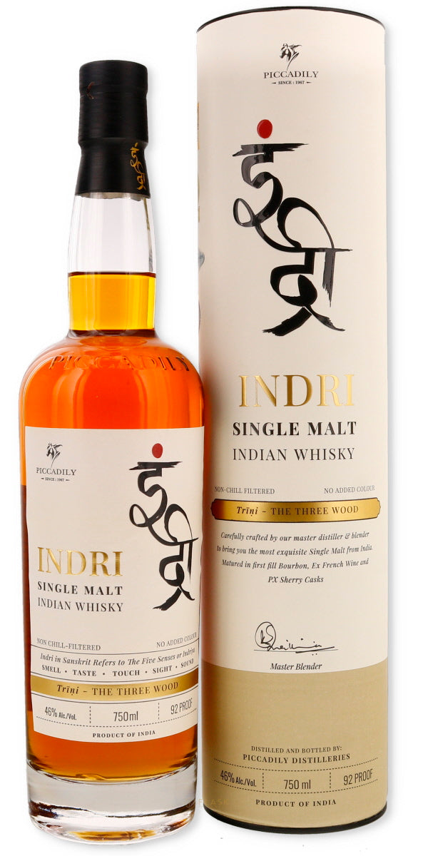 Indri 'Trini - The Three Wood' Indian Single Malt Whisky - Flask Fine Wine & Whisky