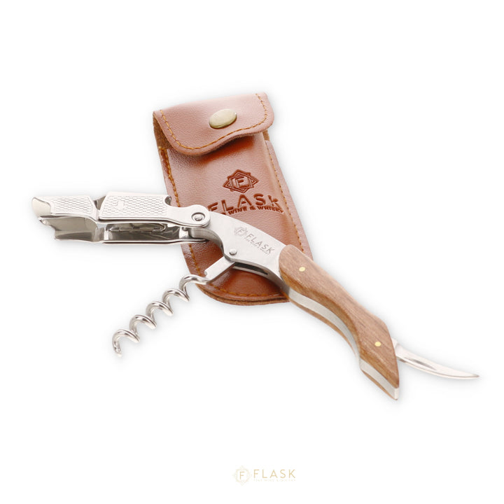 Flask Corkscrew with Leather Case - Flask Fine Wine & Whisky