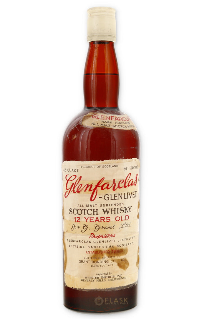Glenfarclas 12 Year Old Grant Bonding Co 1960s-1970s / Webster Imports 4/5 Quart