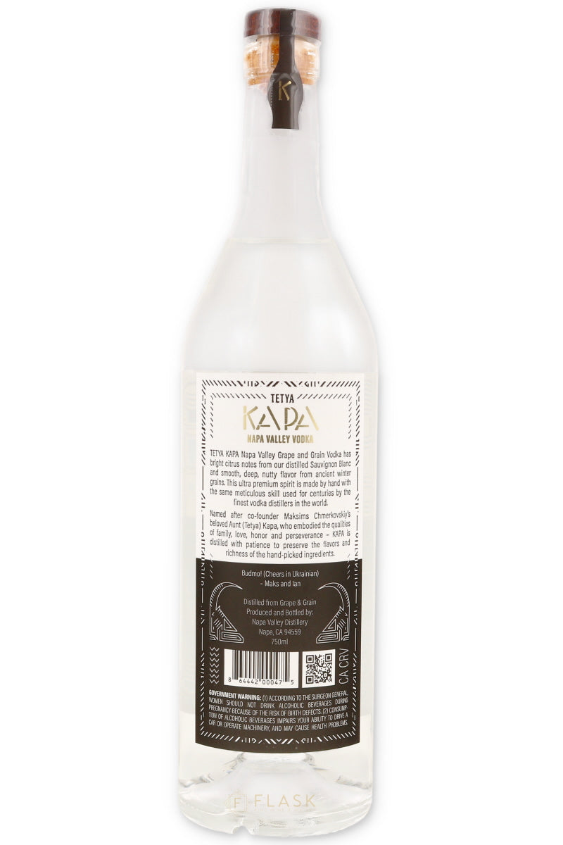 Tetya Kapa Napa Valley Vodka 750ml - Flask Fine Wine & Whisky
