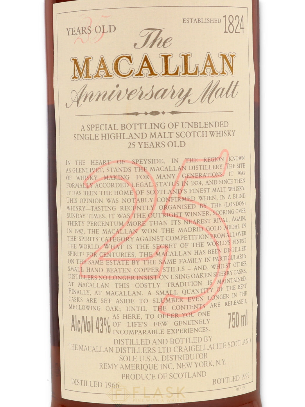 Macallan Anniversary Malt 25 Year Old 1966 - Flask Fine Wine & Whisky