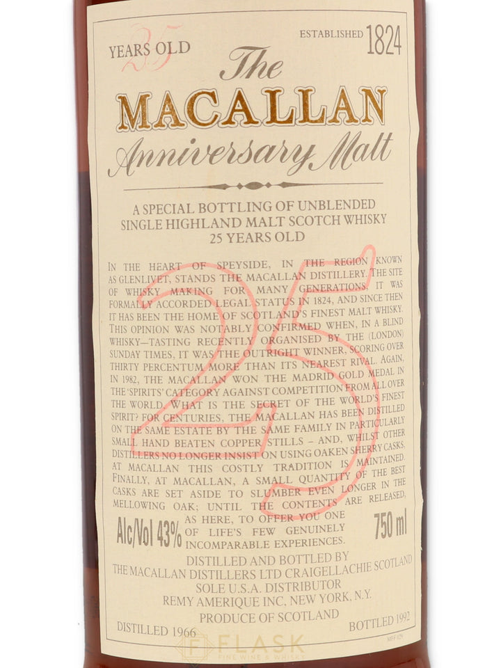 Macallan Anniversary Malt 25 Year Old 1966 - Flask Fine Wine & Whisky