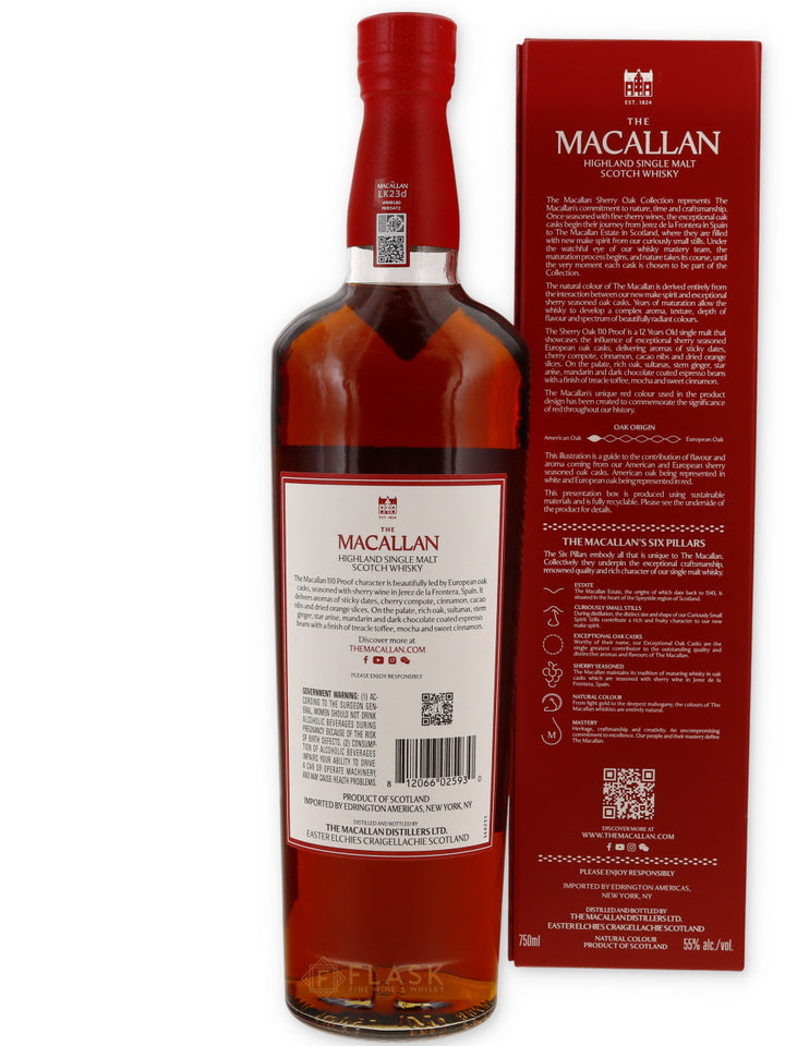 The Macallan 12 Year Sherry Oak 110 Proof Highland Single Malt Scotch - Flask Fine Wine & Whisky