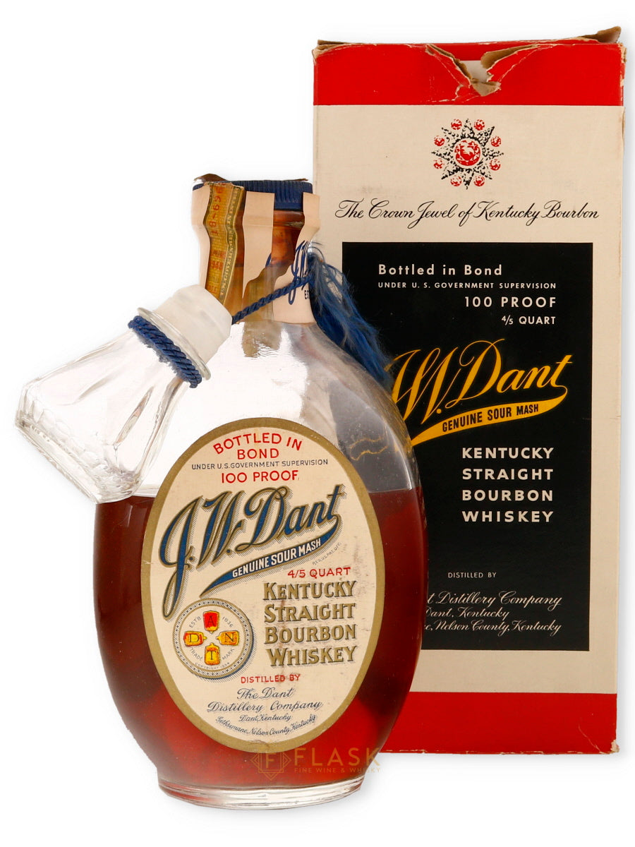 JW Dant Bourbon Bottled in Bond 100 Proof Vintage 1948 With Box - Flask Fine Wine & Whisky