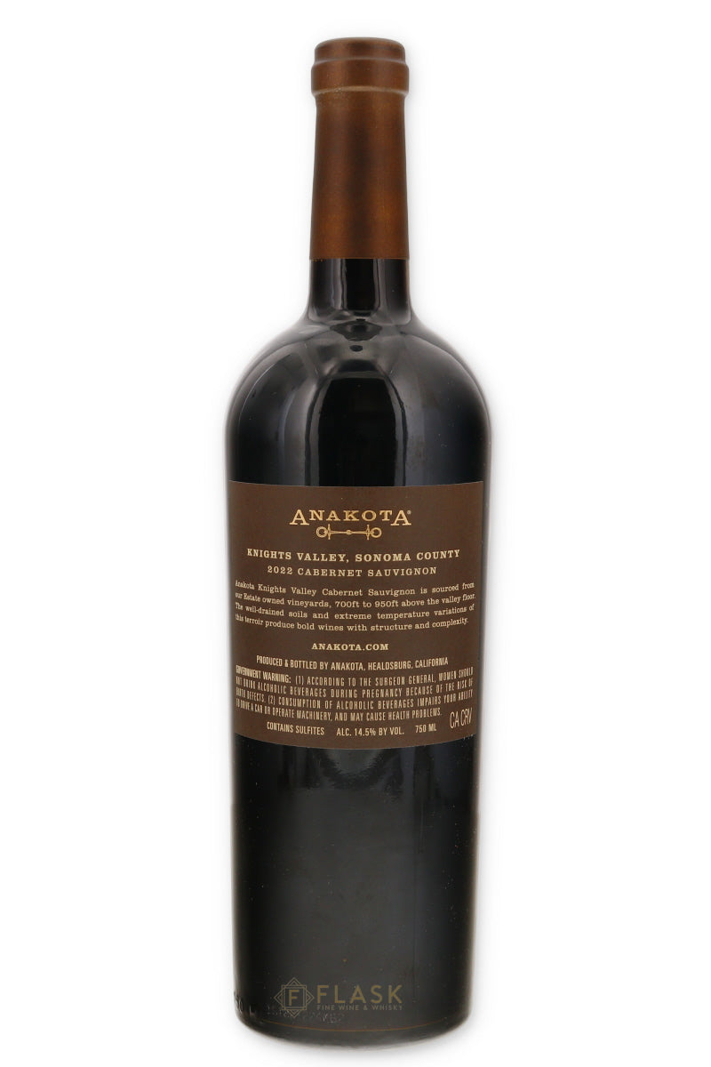 Anakota Knights Valley Cabernet Sauvignon 2022 - Flask Fine Wine & Whisky