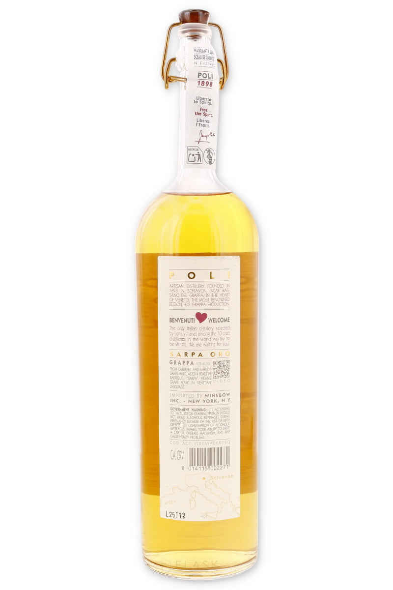 Poli Sarpa Oro Grappa 700ml | Flask Wines