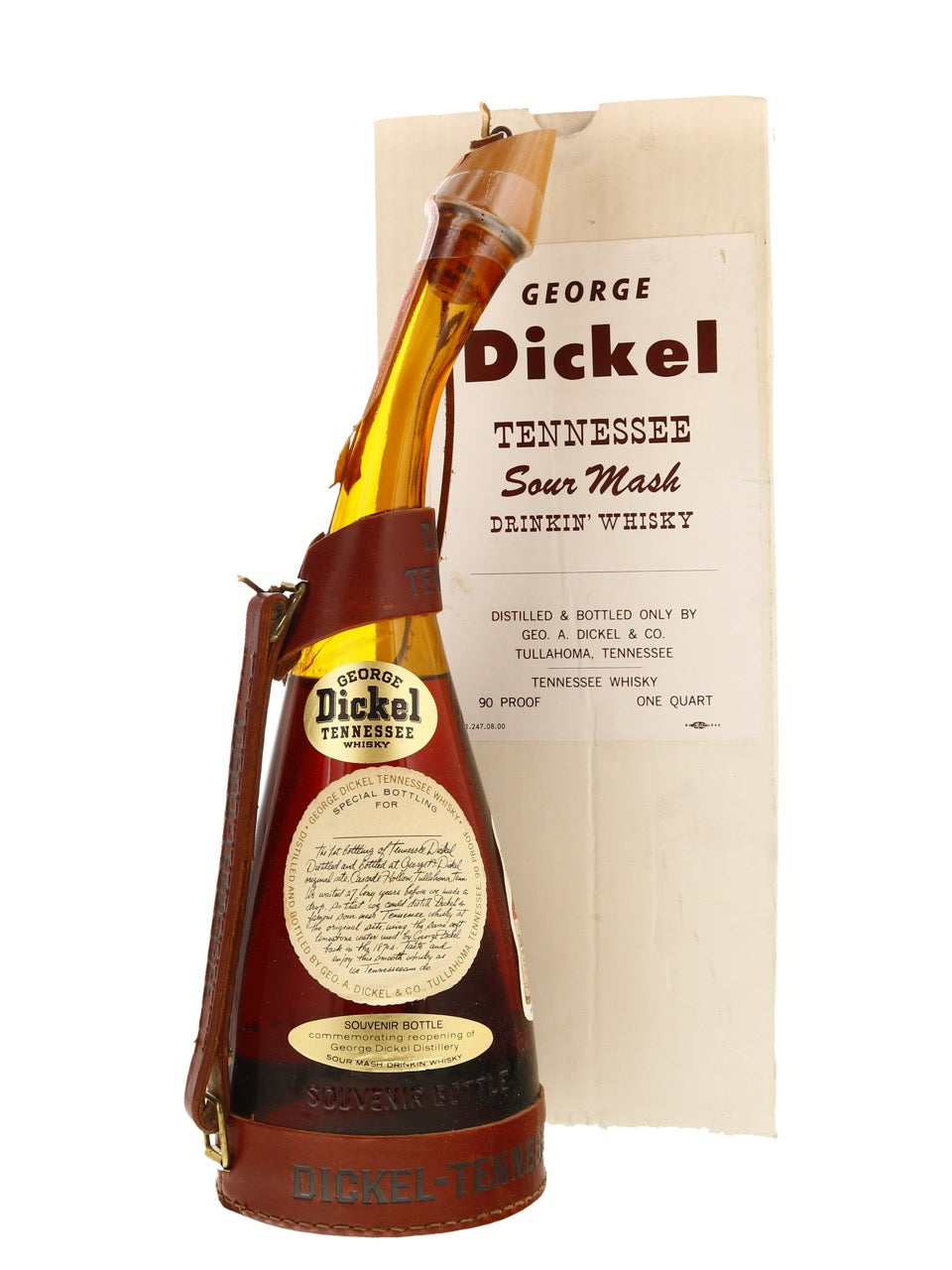 George Dickel Powderhorn Bottle First Release Full Quart 1964 - Flask Fine Wine & Whisky