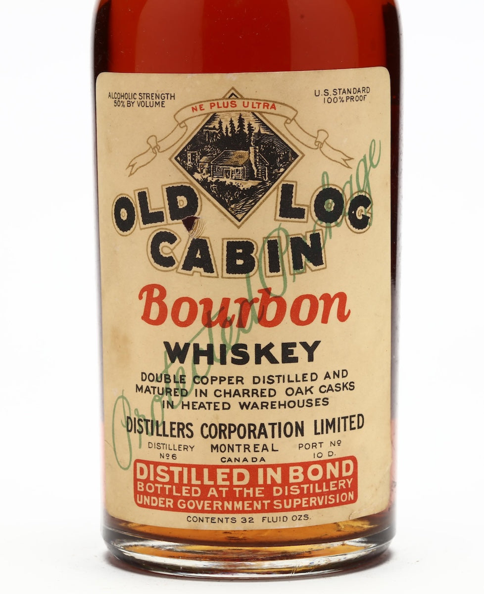 Old Log Cabin Bourbon Montreal 50% 1920s-1930s 1 Quart - Flask Fine Wine & Whisky