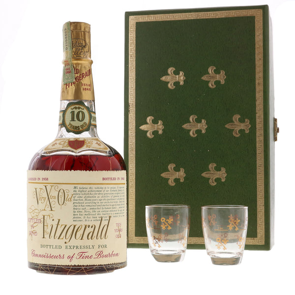 Very Xtra Old Fitzgerald 1955 10 Year Old Bourbon Gift Set with Glasses 100 proof / Stitzel Weller