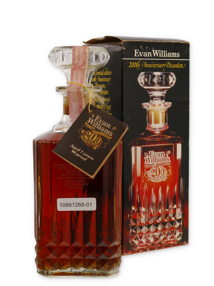 Evan Williams 200th Anniversary Bourbon Decanter 1980s / Heaven Hill Gift Box