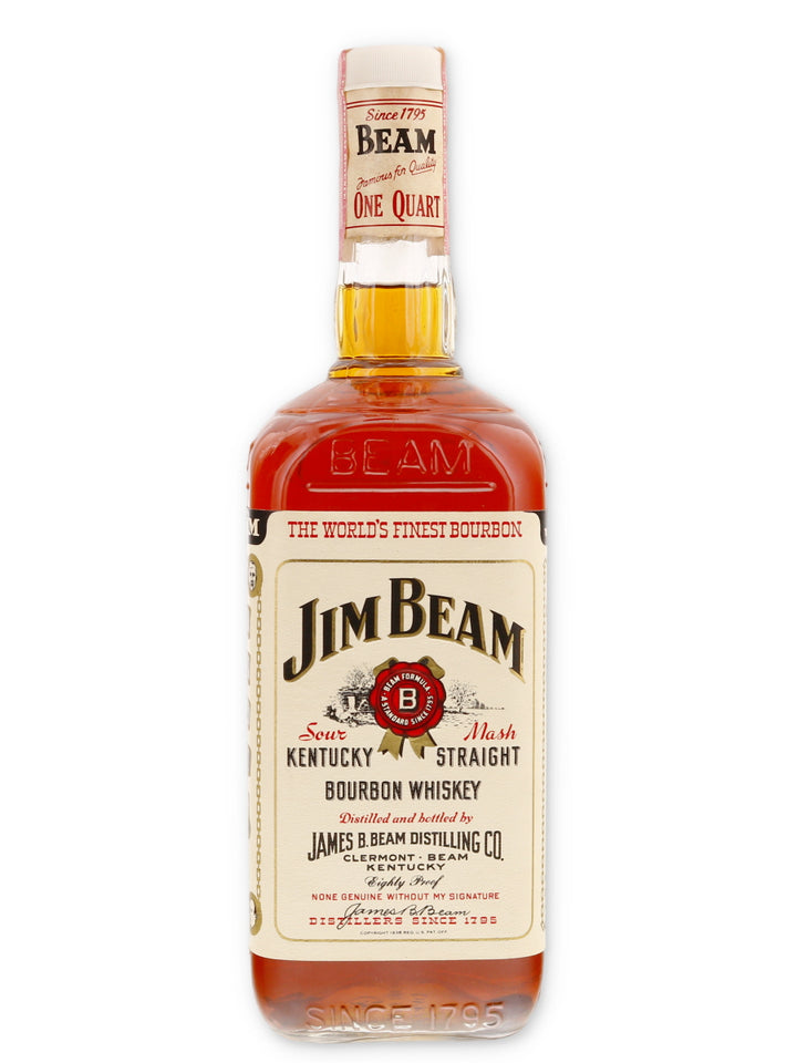 Jim Beam Vintage White Label Bourbon 1 Quart 1960s - Flask Fine Wine & Whisky