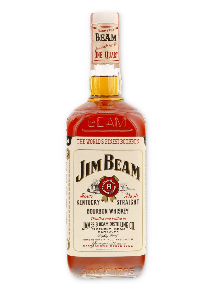 Jim Beam Vintage White Label Bourbon 1 Quart 1960s - Flask Fine Wine & Whisky