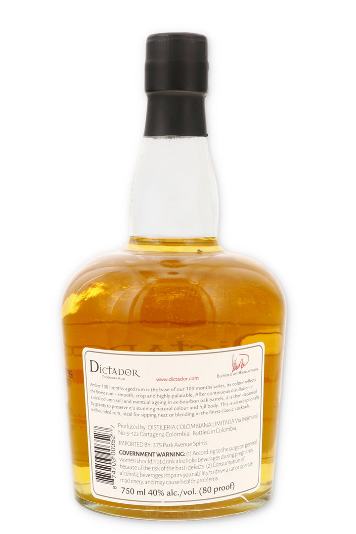 Dictador 100 Months Aged Amber Rum 750ml