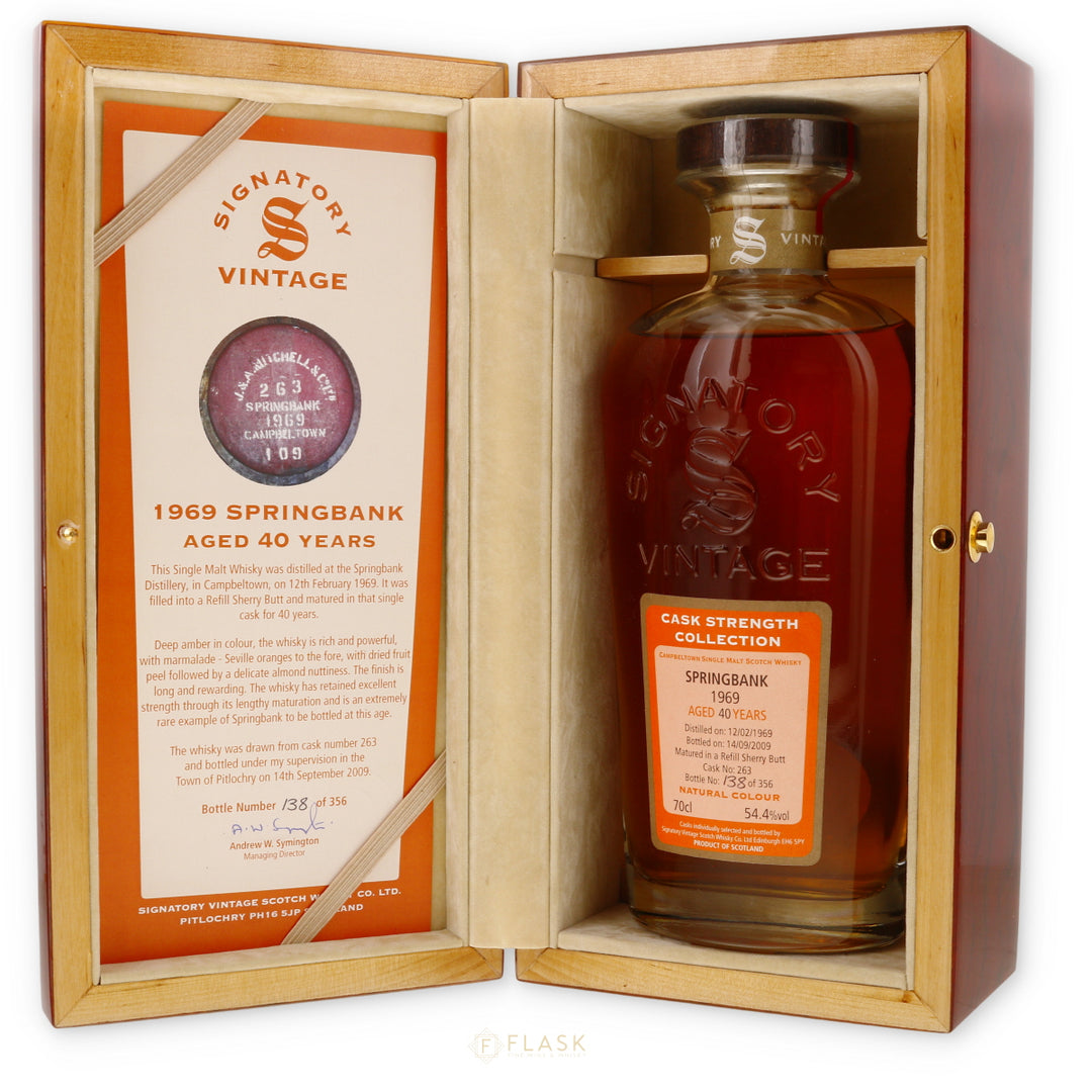 Springbank 1969 40 Year Old Signatory Vintage Cask #263 Refill Sherry Butt Single Malt Scotch 54.4% ABV / 108.8 Proof