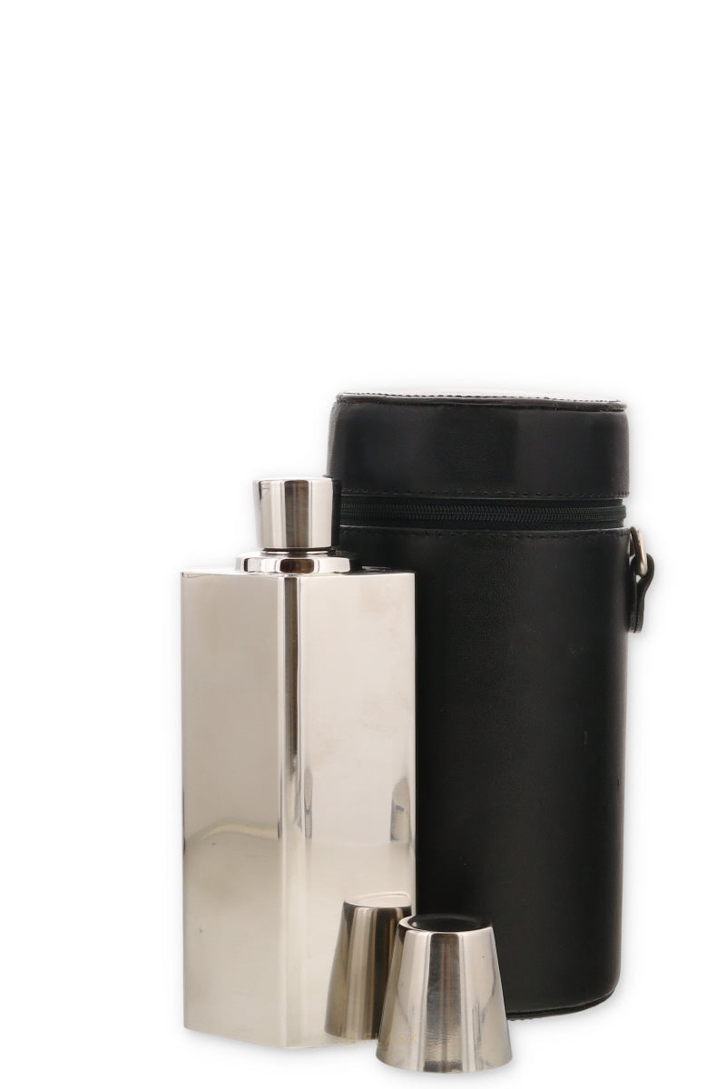 Triple Flask with Leather Case and Cups - Flask Fine Wine & Whisky