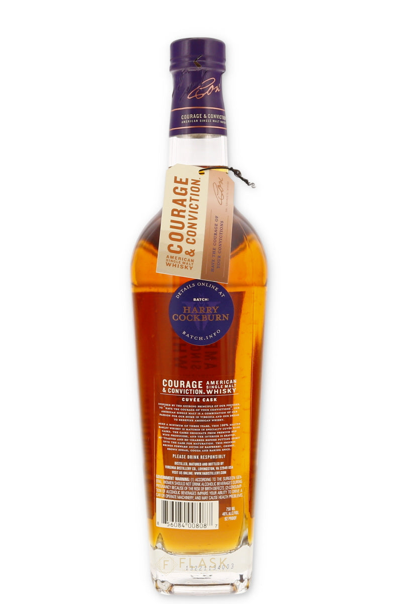 Virginia Distillery Co. 'Courage & Conviction' Cuvee Cask American Single Malt Whisky 750ml - Flask Fine Wine & Whisky