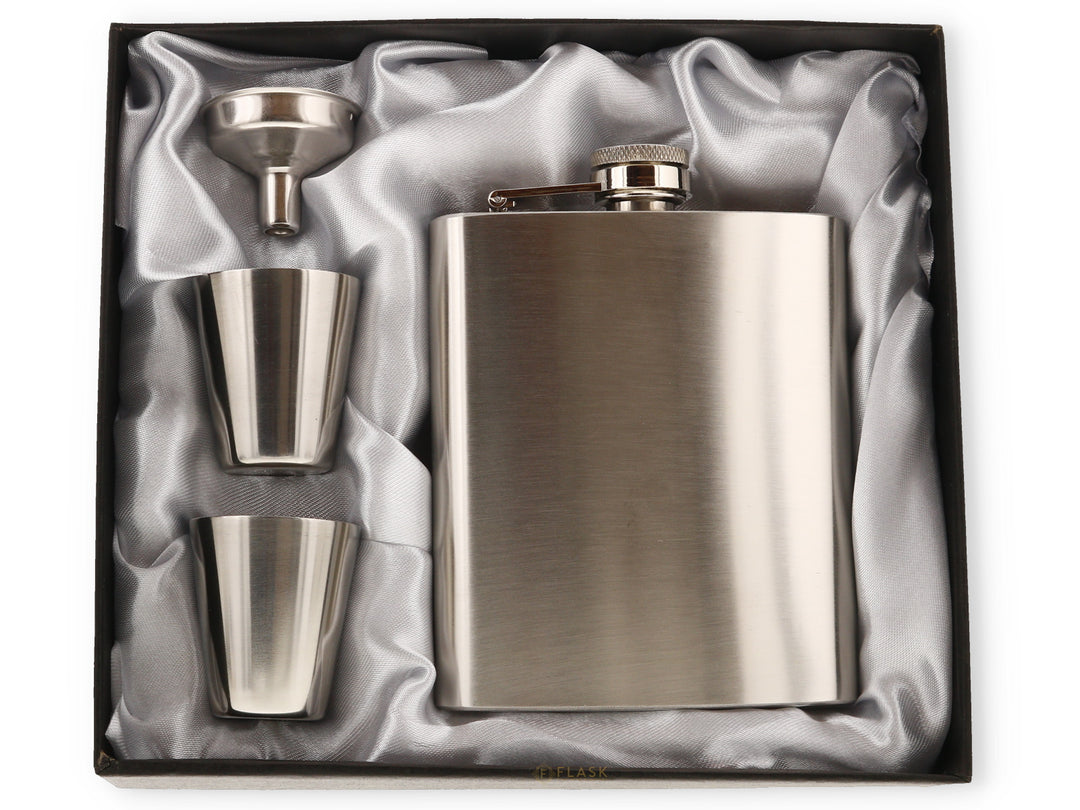 Stainless Flask Set with Two Shot Glasses