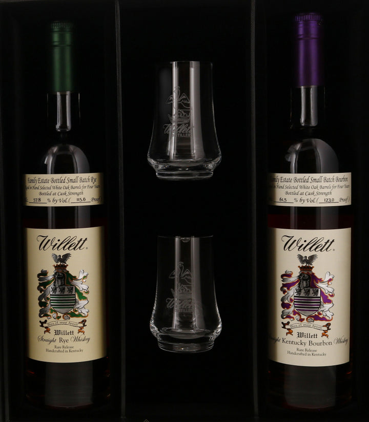 Willet Family Estates 2 pack Gift Set Bourbon and Rye 750ml with Tasting Glasses