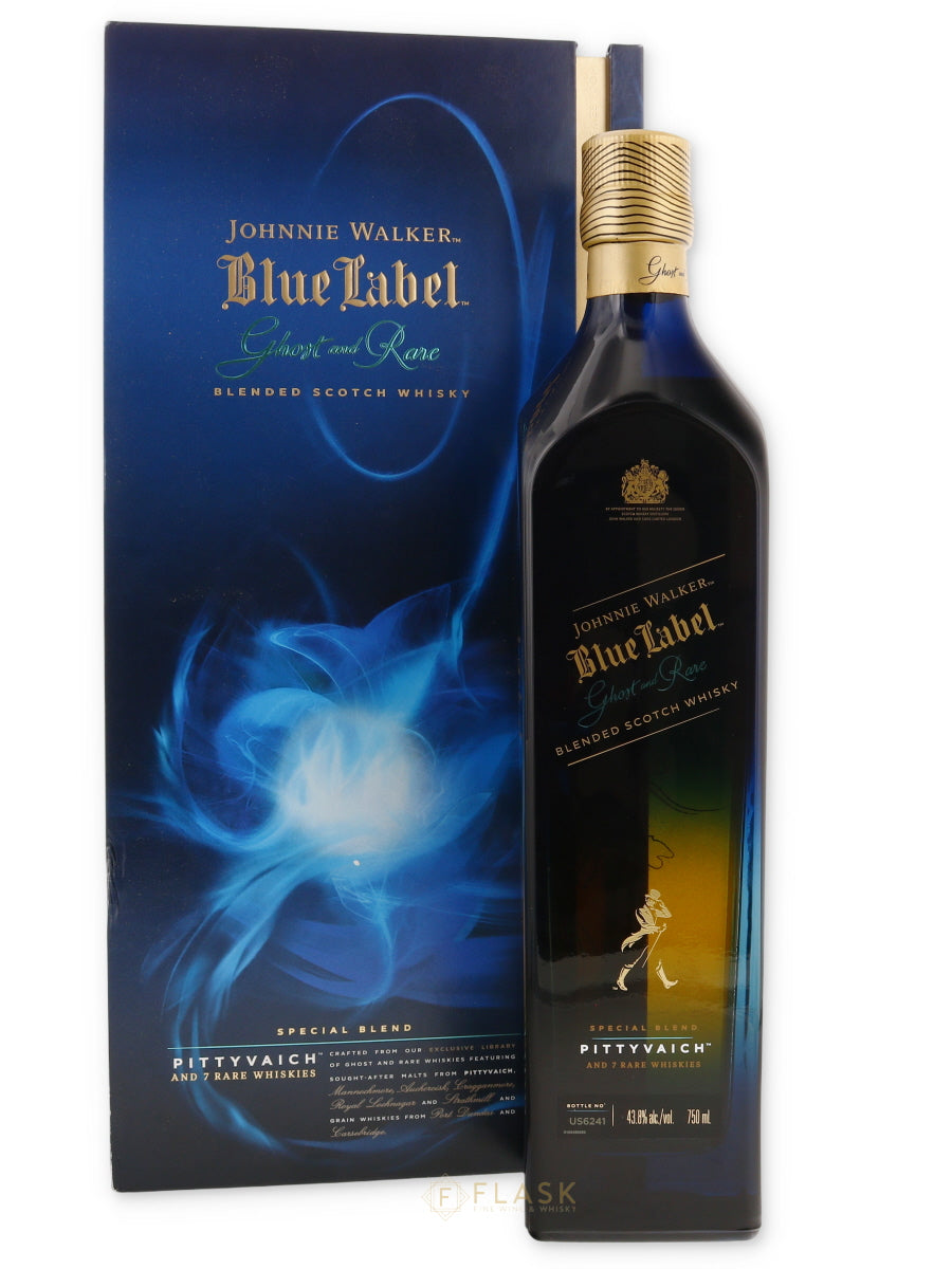Johnnie Walker Blue Label Ghost And Rare Pittyvaich Blended Scotch Whisky - Flask Fine Wine & Whisky