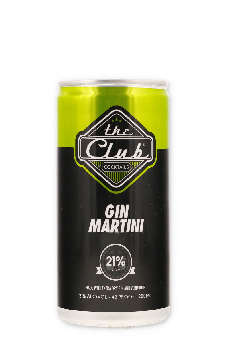 The Club Gin Martini Cocktail 200ml Can - Flask Fine Wine & Whisky