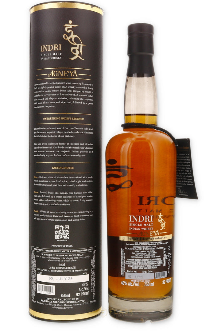 Indri Agneya Indian Single Malt Whisky - Flask Fine Wine & Whisky