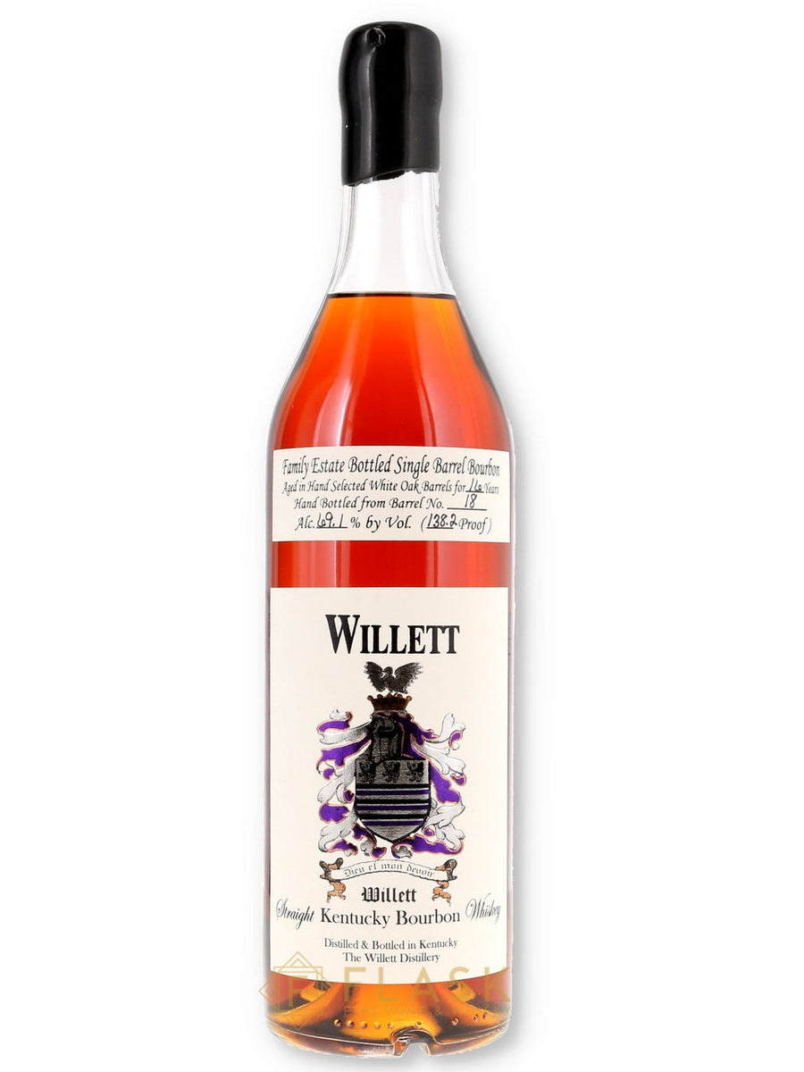 Willett Family Estate Single Barrel Bourbon 16 Year #18 / Cognac Bottle Black Wax Pacific Edge 138.2 Proof - Flask Fine Wine & Whisky