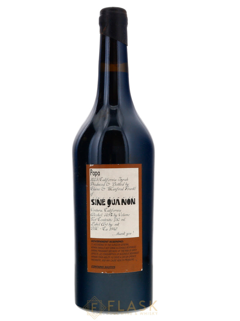 Sine Qua Non Papa Syrah 2003 - Flask Fine Wine & Whisky