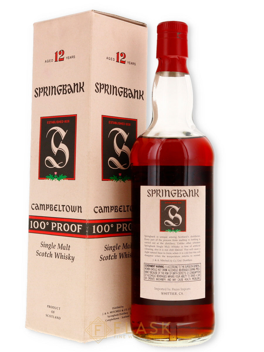 Springbank 12 Year Old 100 Proof Double Dark Green Thistle 1990s [Net] - Flask Fine Wine & Whisky