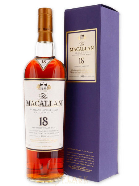 Buy Macallan 18 Year Old Single Malt 1988 [Matte Box] | Flask Wines
