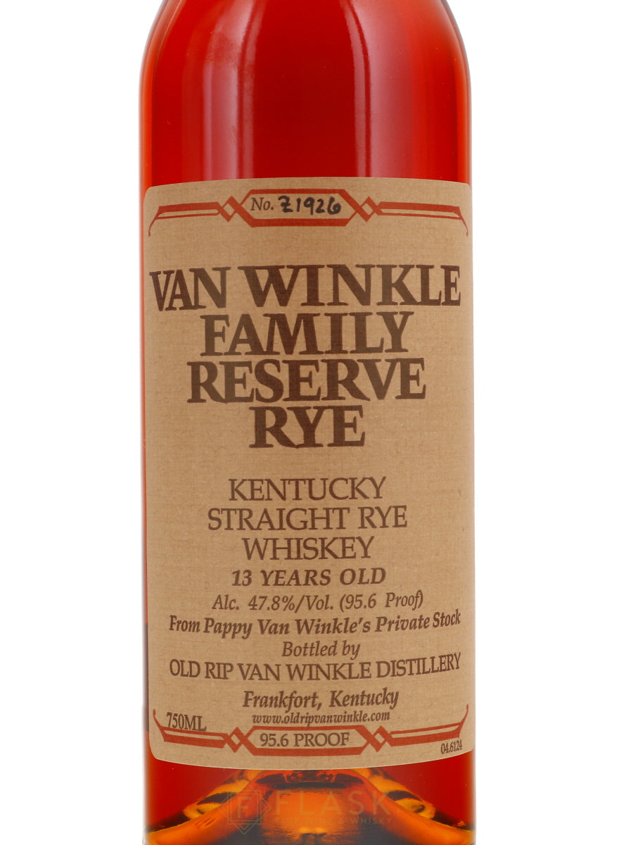 Van Winkle Family Reserve Rye Whiskey 13 Years Old Bottled 2016 - Flask Fine Wine & Whisky