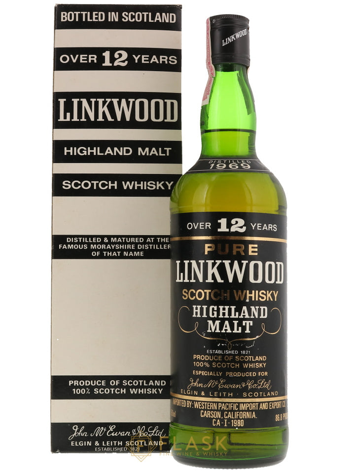 Linkwood 1969 12 Year Old Western Pacific Import Black Cap 86.8 Proof - Flask Fine Wine & Whisky