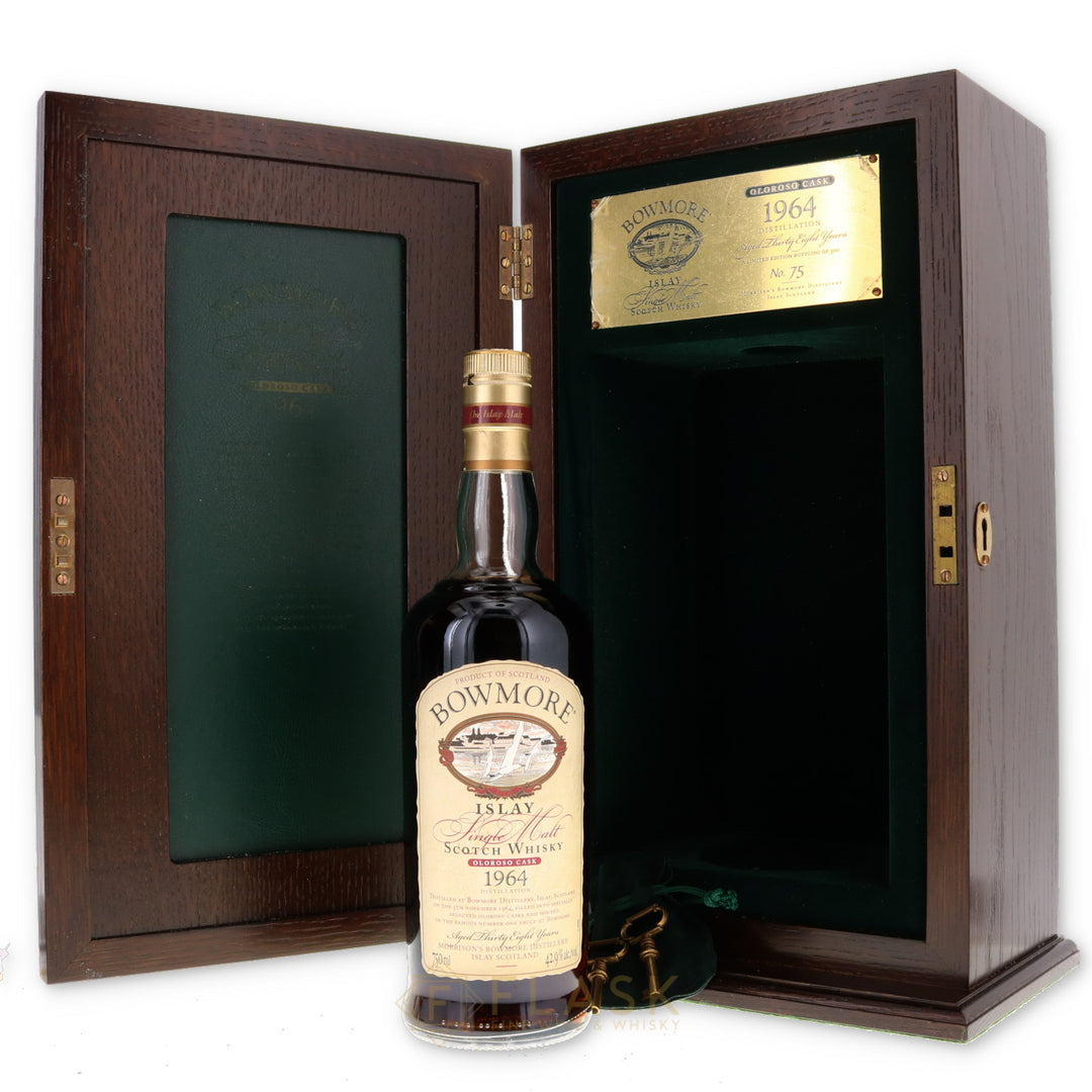 Bowmore 1964 Oloroso Cask 38 Year Old Single Malt 750ml [Original Wood Box} - Flask Fine Wine & Whisky