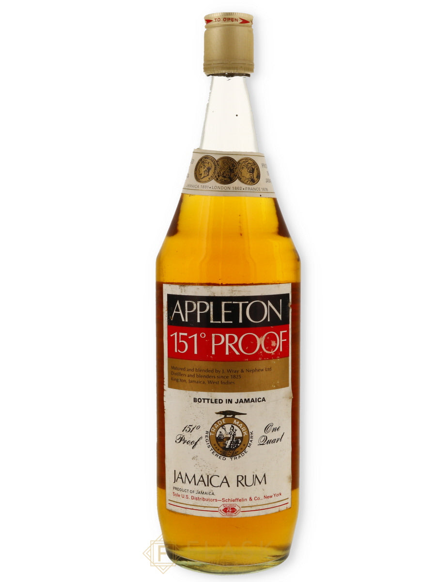 J Wray & Nephew Appleton 151 Proof Jamaica Vintage Rum 1 Quart 1970s - Flask Fine Wine & Whisky