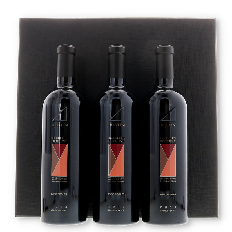 Justin Isosceles Reserve Library Vertical 3 Bottle Gift Box (2012, 2013, & 2014) - Flask Fine Wine & Whisky