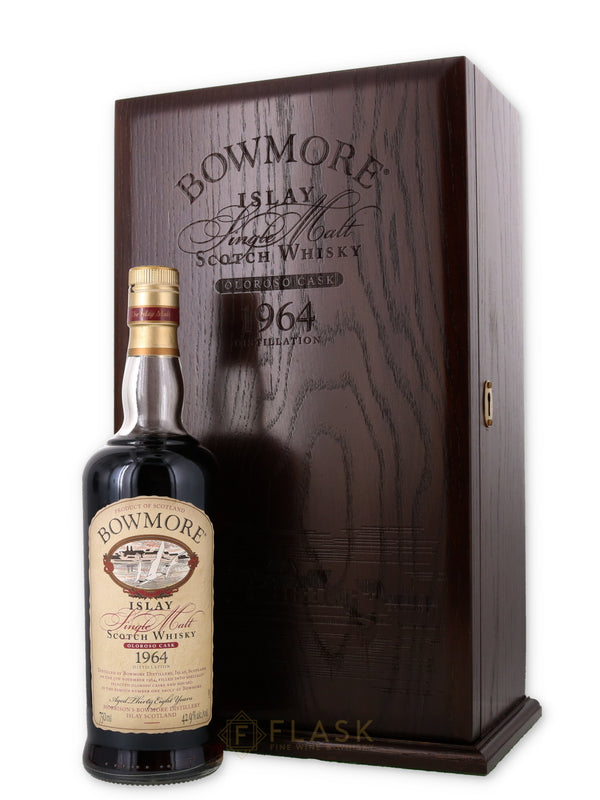 Bowmore 1964 Oloroso Cask 38 Year Old Single Malt 750ml [Original Wood Box} - Flask Fine Wine & Whisky