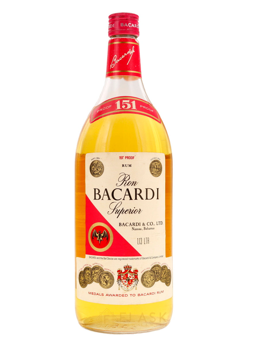 Bacardi 151 Rum Vintage 1980s 1.13 Liter - Flask Fine Wine & Whisky