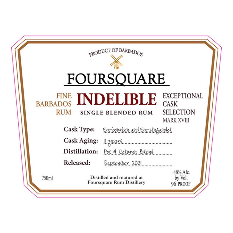 Foursquare Rum Distillery 'Indelible' Exceptional Cask Selection MARK XVIII Single Blended Rum, Barbados - Flask Fine Wine & Whisky