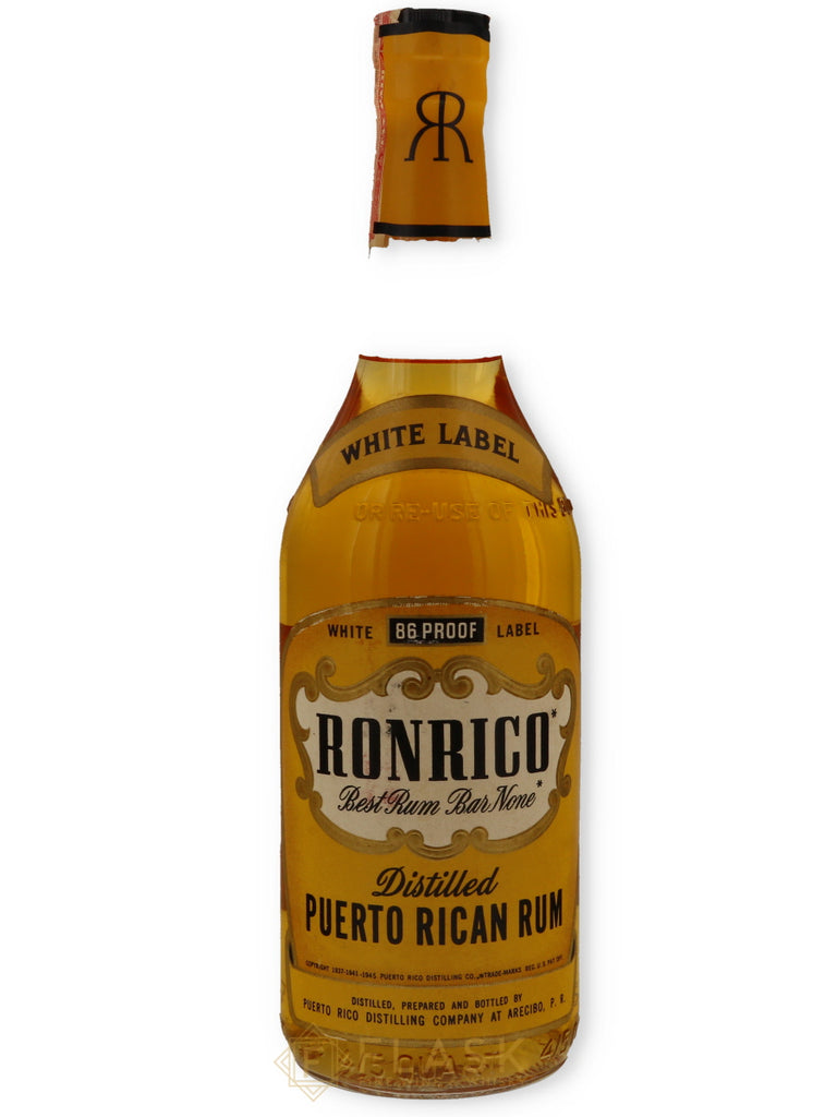 Ronrico White Label Puerto Rican Vintage Rum 4 Year Old 1940s/1950s - Flask Fine Wine & Whisky