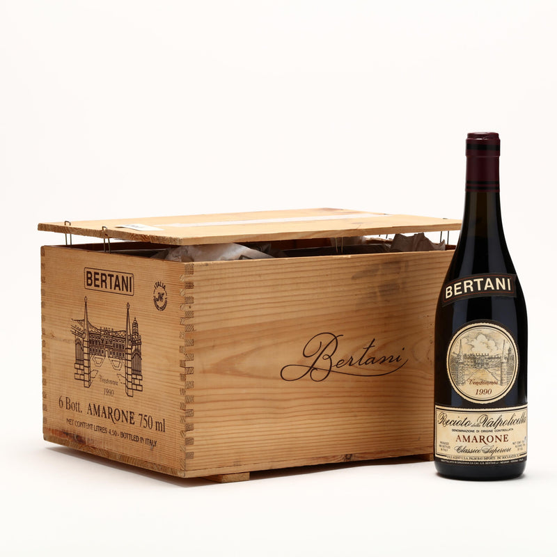 Bertani Recioto Amarone della Valpolicella Classico Superiore 1990 6 Bottle Original Wood Case - Flask Fine Wine & Whisky