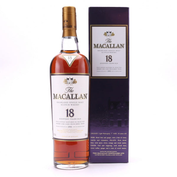 Macallan 18 Year Old 1993 w/Box - Flask Fine Wine & Whisky