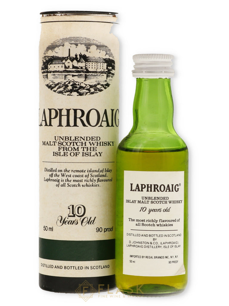 Laphroaig 10 Year Old Unblended 90 Proof 1980s / Regal Brands 50ml Miniature - Flask Fine Wine & Whisky