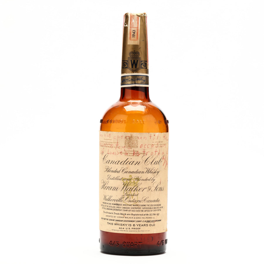 Canadian Club 6 Year Old Blended Whisky 1943 [Low Fill] - Flask Fine Wine & Whisky