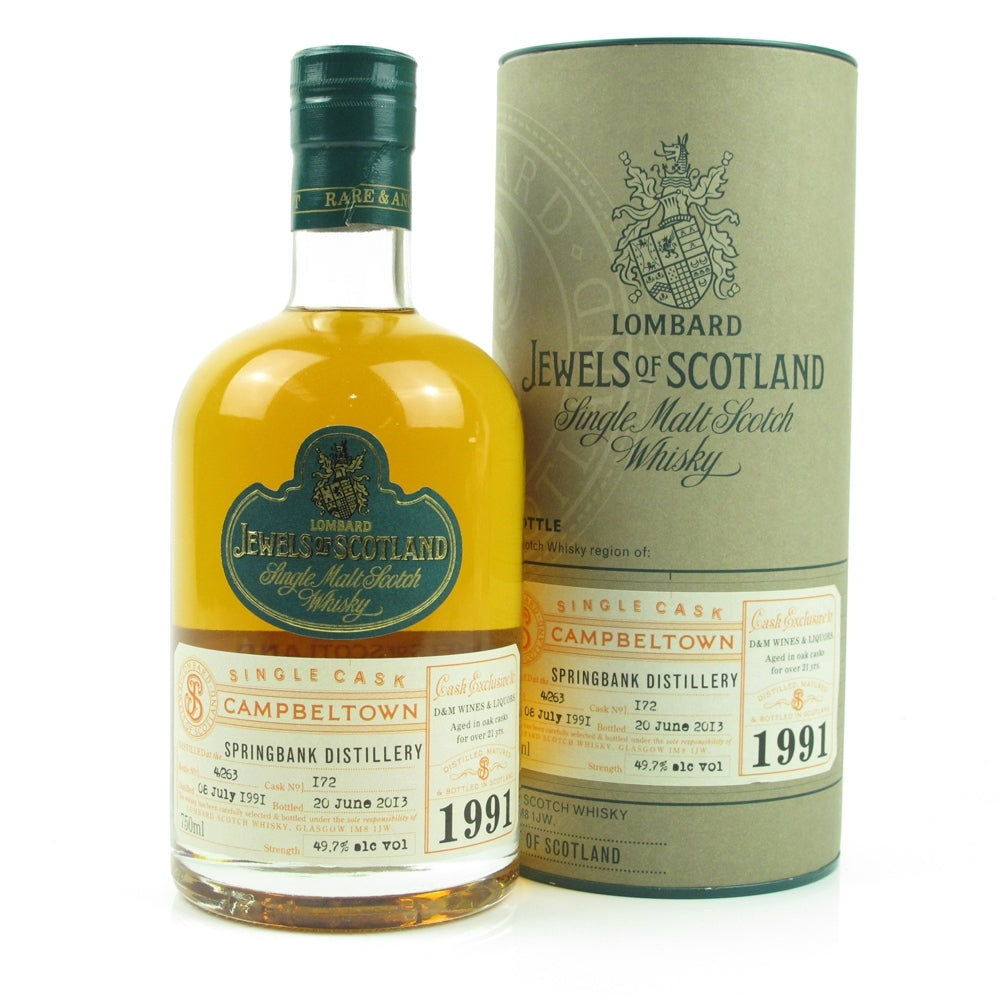 Springbank 1991 Lombard 21 Year Old Jewels of Scotland Single Cask 49.7% - Flask Fine Wine & Whisky