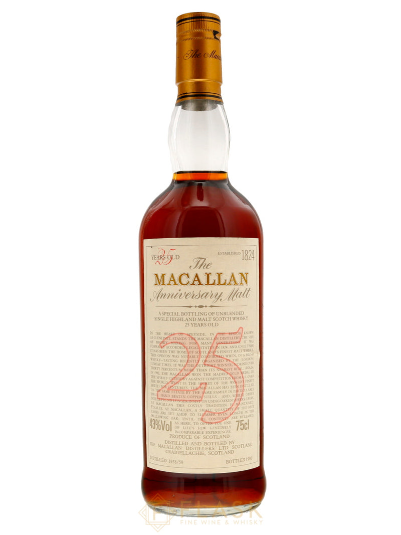 Macallan Anniversary Malt 25 Year Old 1958/1959 - Flask Fine Wine & Whisky