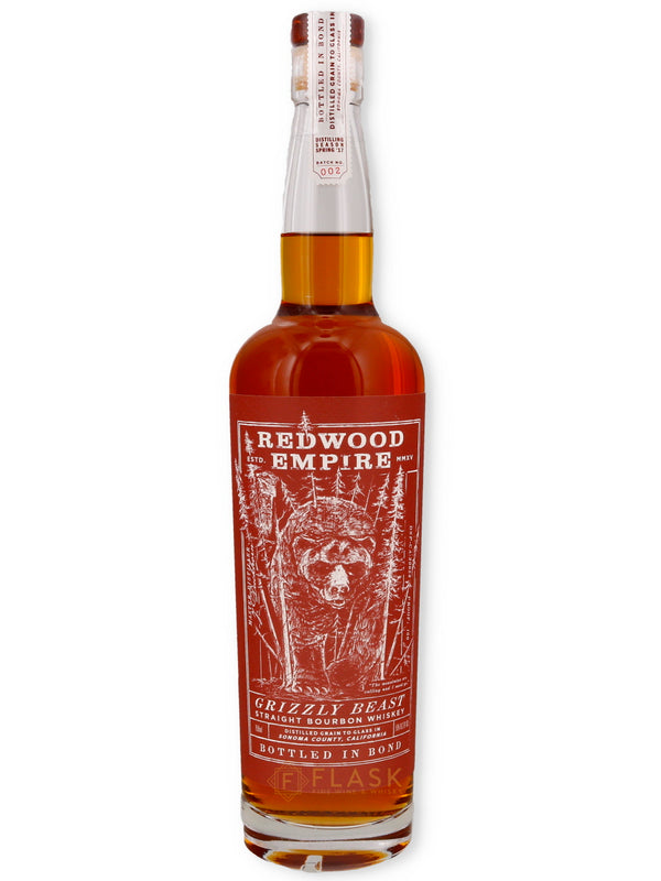 Redwood Empire Grizzly Beast 5 year Straight Bourbon Whiskey Bottled in Bond Batch No. 002 100 proof - Flask Fine Wine & Whisky