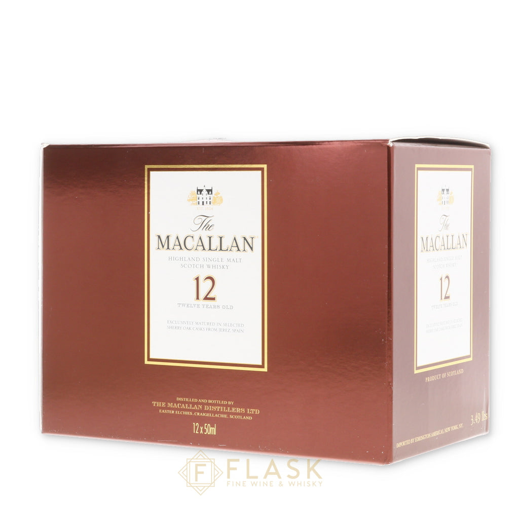 Macallan 12 Year Old pre-2018 12x Miniature 50ml Case - Flask Fine Wine & Whisky