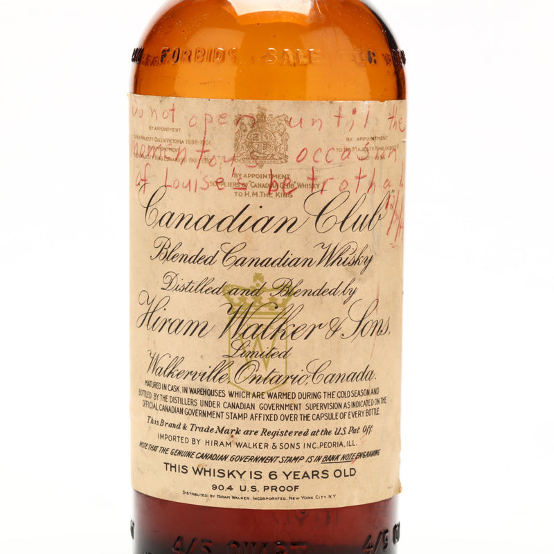 Canadian Club 6 Year Old Blended Whisky 1943 [Low Fill] - Flask Fine Wine & Whisky