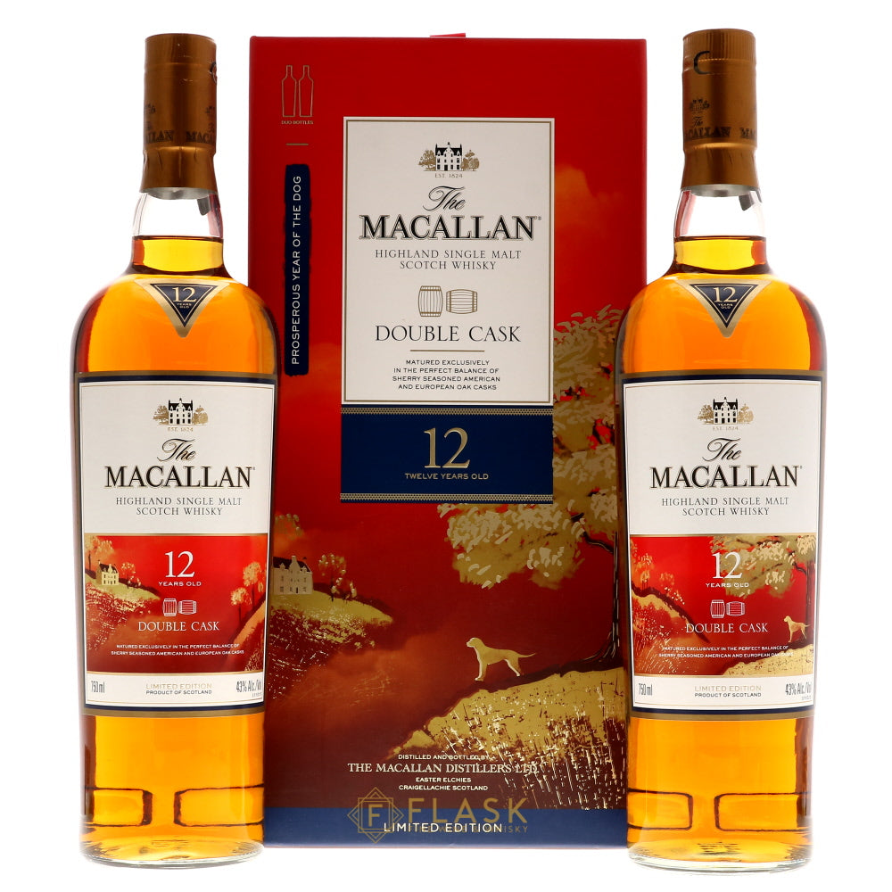 Macallan Limited Edition Year of the Dog Set Double Cask 12 Year Old 2 x 750ml - Flask Fine Wine & Whisky