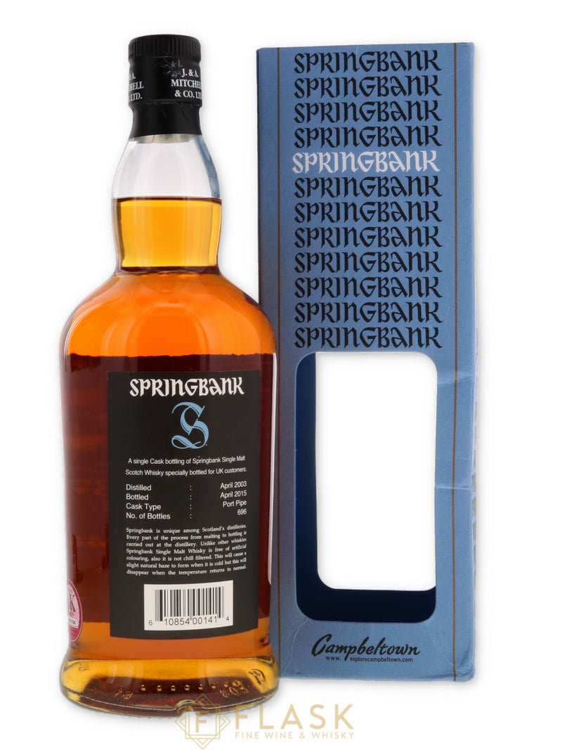 Springbank 2003 Single Cask 12 Year Old Port Pipe 70cl - Flask Fine Wine & Whisky