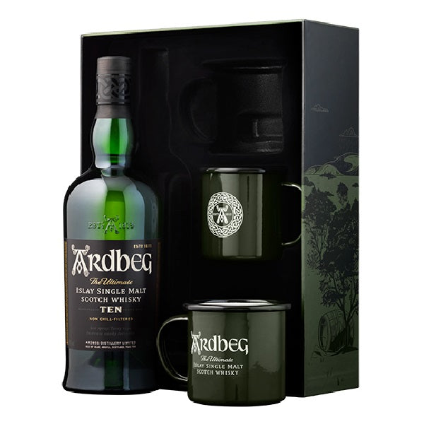 Ardbeg 10 yr w/Campfire Mugs - Flask Fine Wine & Whisky